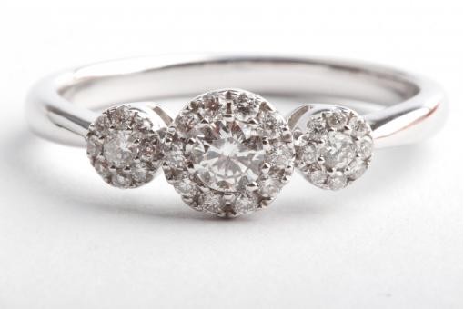 Ring mit Brillanten 0,38ct 750 Wei&szlig;gold 18K Brillantring Gr. 54 17,2mm Diamant