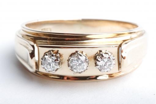 Brillant Ring mit 3 Brillanten 0,15ct in Gelbgold 585 14 Karat Gr. 55 17,5mm