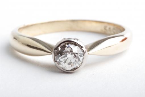 Diamantring Altschliff Diamant 585 14K Gelb Gold Gr. 51 16,2mm