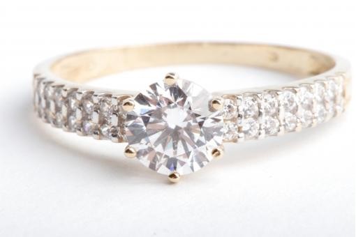 Kristall Ring 585 14K Gelb Gold Gr. 56 17,8mm