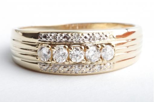Brillant Diamant Ring 0,35ct 585 14K Gelb Gold Gr. 60 19,1mm Top!