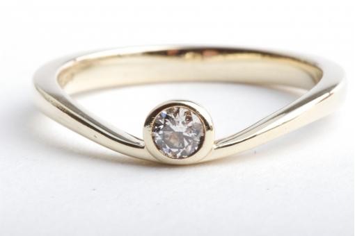 Brillant Ring 0,13ct Wesselton Si1 585 14K Gelb Gold Gr. 52 16,6mm