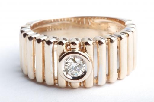 Brillant Diamant Ring 0,18ct 585 14K Gelb Gold Gr. 54