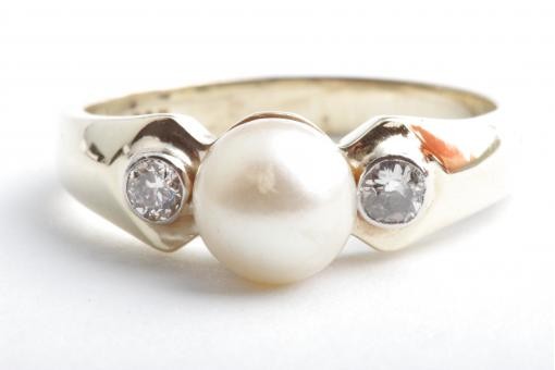 Akoya Perlen Brillant Diamant Ring 585 14K Gelb Gold Gr. 56 17,8mm