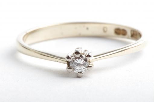 Solit&auml;r Brillant Diamant Ring 585 14K Gelb Gold Gr. 54 17,2mm