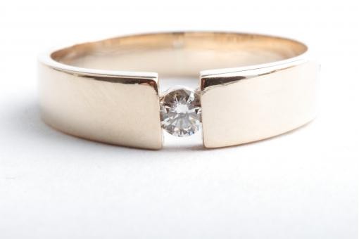 Solit&auml;r Brillant Diamant Ring 585 14K Gelb Gold Gr. 49 15,6mm