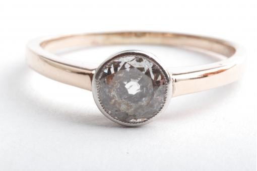 Altschliff Diamant Ring 0,51ct 585 14K Rot Gold Gr. 55 17,5mm