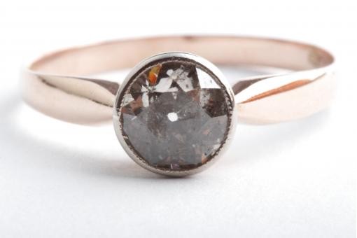 Altschliff Diamant Ring 1,02ct Einkar&auml;ter 585 14K Rot Gold Gr. 60 19,1mm