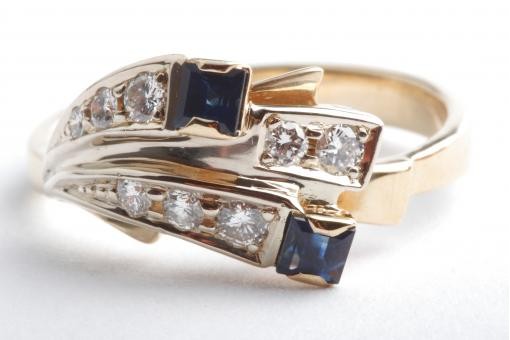 Saphir Brillant Diamant Ring 750 18K Gelb Gold Gr. 55 17,5mm