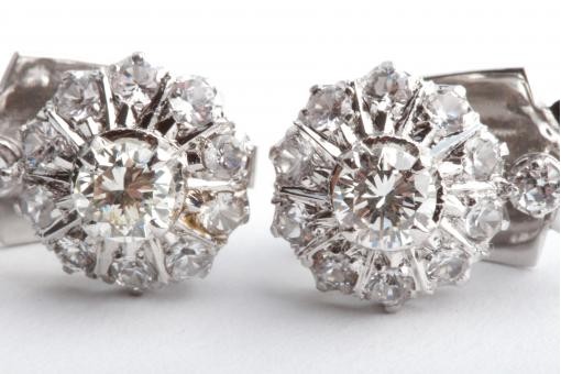 Brillant Diamant Ohrringe Ohrstecker 1,8ct 750 18K Wei&szlig; Gold L&auml;nge 1,7cm