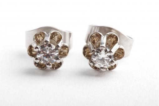 Brillant Diamant Ohrringe Ohrstecker 0,24ct 585 14K Wei&szlig; Gold L&auml;nge 0,6cm
